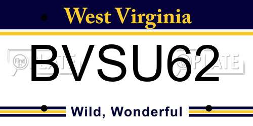 BVSU62 West Virginia License Plate