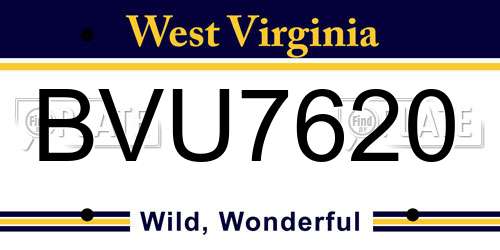 BVU7620 West Virginia License Plate
