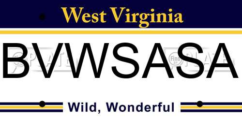 BVWSASA West Virginia License Plate
