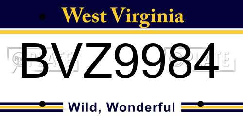 BVZ9984 West Virginia License Plate