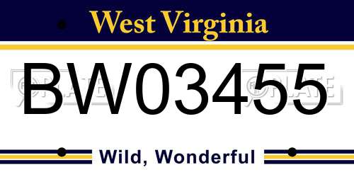 BW03455 West Virginia License Plate