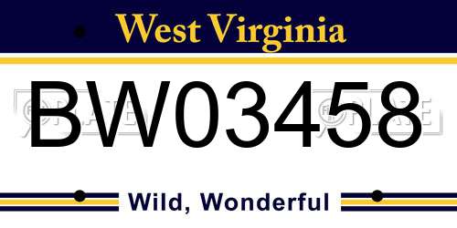 BW03458 West Virginia License Plate