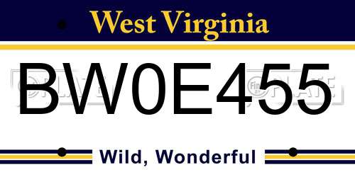 BW0E455 West Virginia License Plate