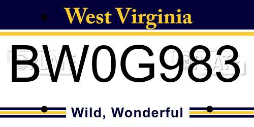 BW0G983 West Virginia License Plate