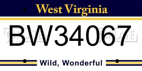 BW34067 West Virginia License Plate