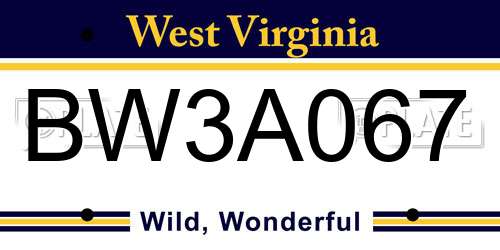 BW3A067 West Virginia License Plate