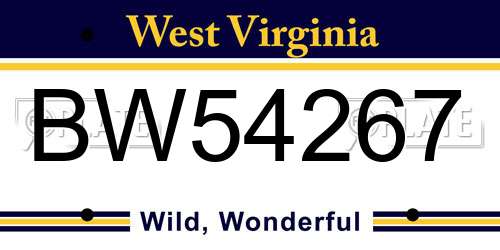 BW54267 West Virginia License Plate