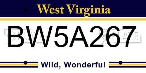 BW5A267 West Virginia License Plate