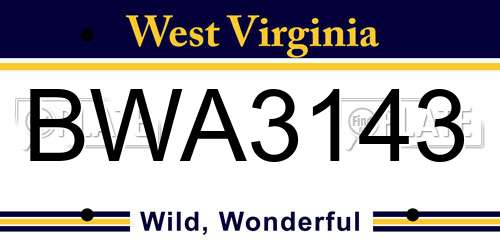 BWA3143 West Virginia License Plate