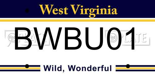BWBU01 West Virginia License Plate