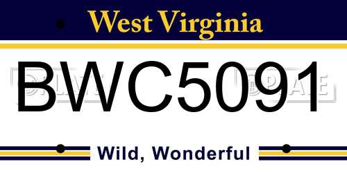 BWC5091 West Virginia License Plate