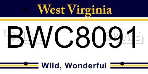 BWC8091 West Virginia License Plate