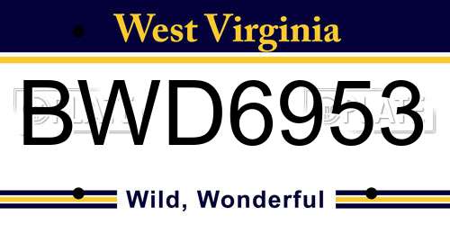 BWD6953 West Virginia License Plate