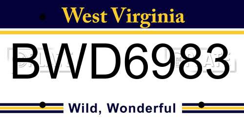 BWD6983 West Virginia License Plate