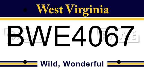 BWE4067 West Virginia License Plate