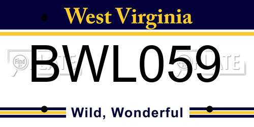BWL059 West Virginia License Plate