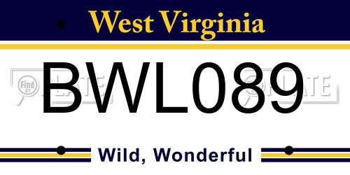 BWL089 West Virginia License Plate