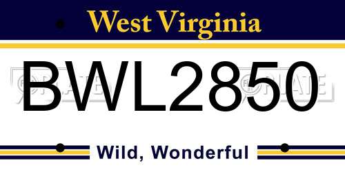 BWL2850 West Virginia License Plate