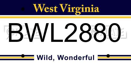 BWL2880 West Virginia License Plate