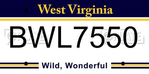 BWL7550 West Virginia License Plate