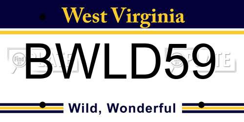 BWLD59 West Virginia License Plate