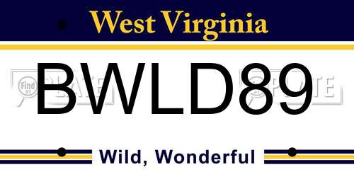 BWLD89 West Virginia License Plate