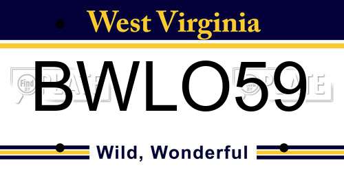 BWLO59 West Virginia License Plate