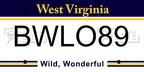 BWLO89 West Virginia License Plate
