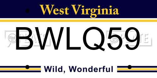 BWLQ59 West Virginia License Plate