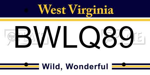 BWLQ89 West Virginia License Plate