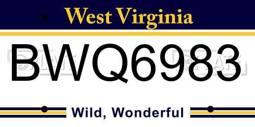 BWQ6983 West Virginia License Plate