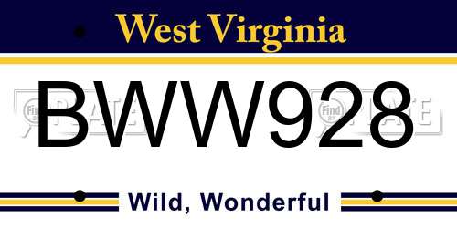BWW928 West Virginia License Plate