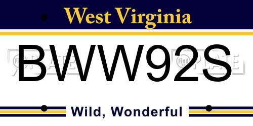 BWW92S West Virginia License Plate