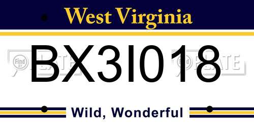 BX3I018 West Virginia License Plate