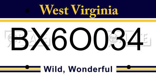 BX6O034 West Virginia License Plate