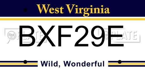 BXF29E West Virginia License Plate