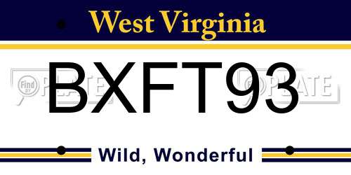 BXFT93 West Virginia License Plate