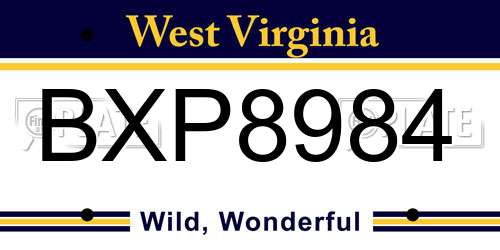 BXP8984 West Virginia License Plate