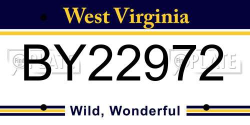 BY22972 West Virginia License Plate