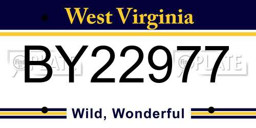 BY22977 West Virginia License Plate