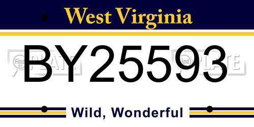 BY25593 West Virginia License Plate