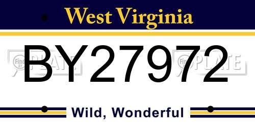 BY27972 West Virginia License Plate