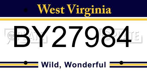 BY27984 West Virginia License Plate
