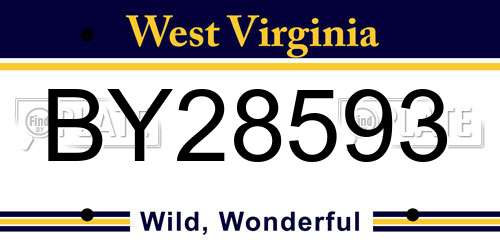 BY28593 West Virginia License Plate