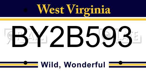 BY2B593 West Virginia License Plate