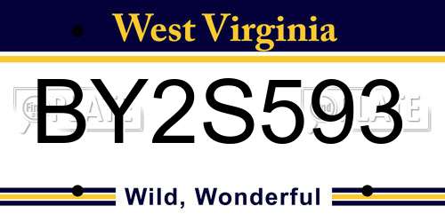 BY2S593 West Virginia License Plate