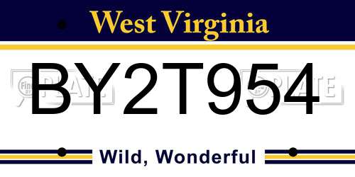 BY2T954 West Virginia License Plate