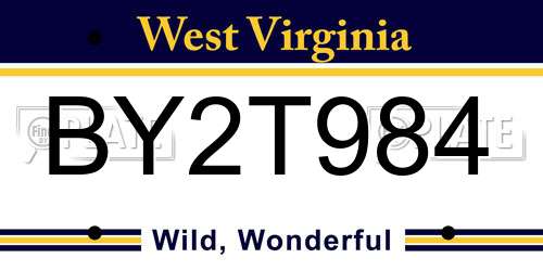 BY2T984 West Virginia License Plate