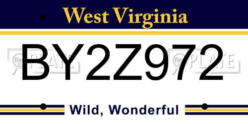BY2Z972 West Virginia License Plate