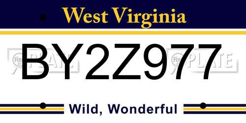 BY2Z977 West Virginia License Plate